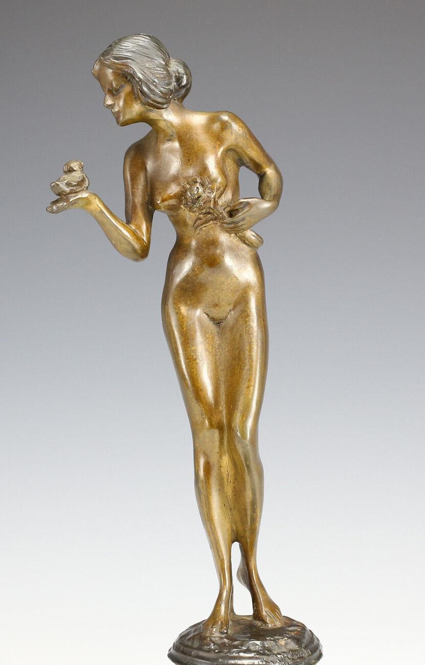 Fayral Art Deco Bronze “Nude Girl with Bird” Sculpture on Stone Base, Signed.

Additional Information:
Subject: Figures & Nudes
Material: Bronze	
Largest Dimension: Less than 12in.
Artist: Fayral	
Type: Sculpture
Original/Reproduction: