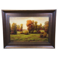 Vintage Fazzino Impressionist Pastoral Country Landscape Oil Painting on Canvas 48"