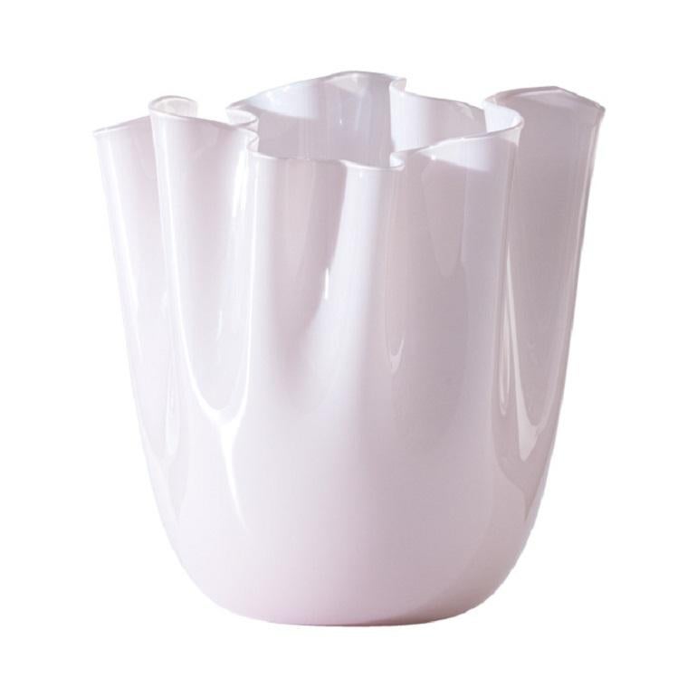 Fazzoletto Bicolore Large Vase in Cipria Pink Glass