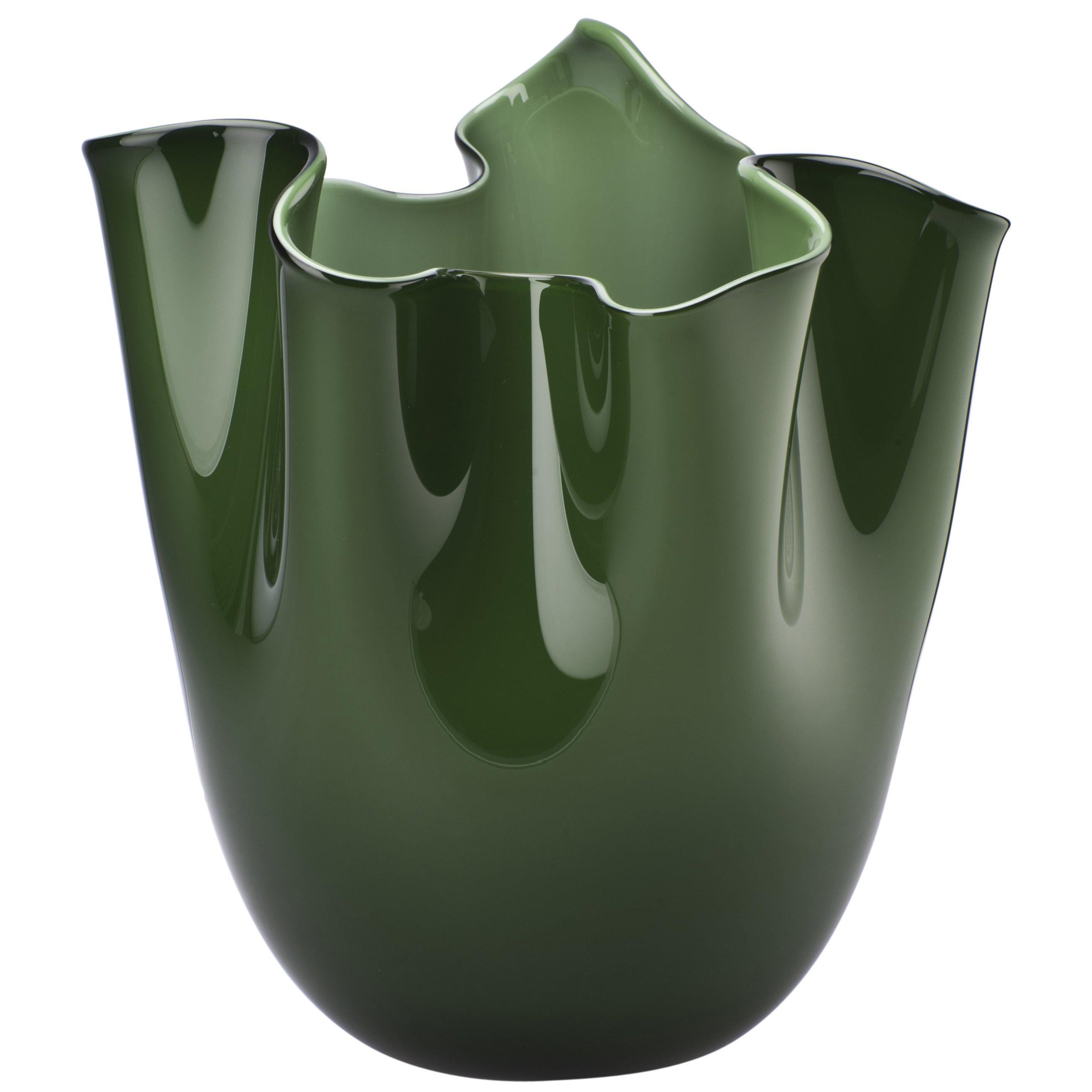 Fazzoletto Glass Vase in Apple Green by Fulvio Bianconi & Paolo Venini