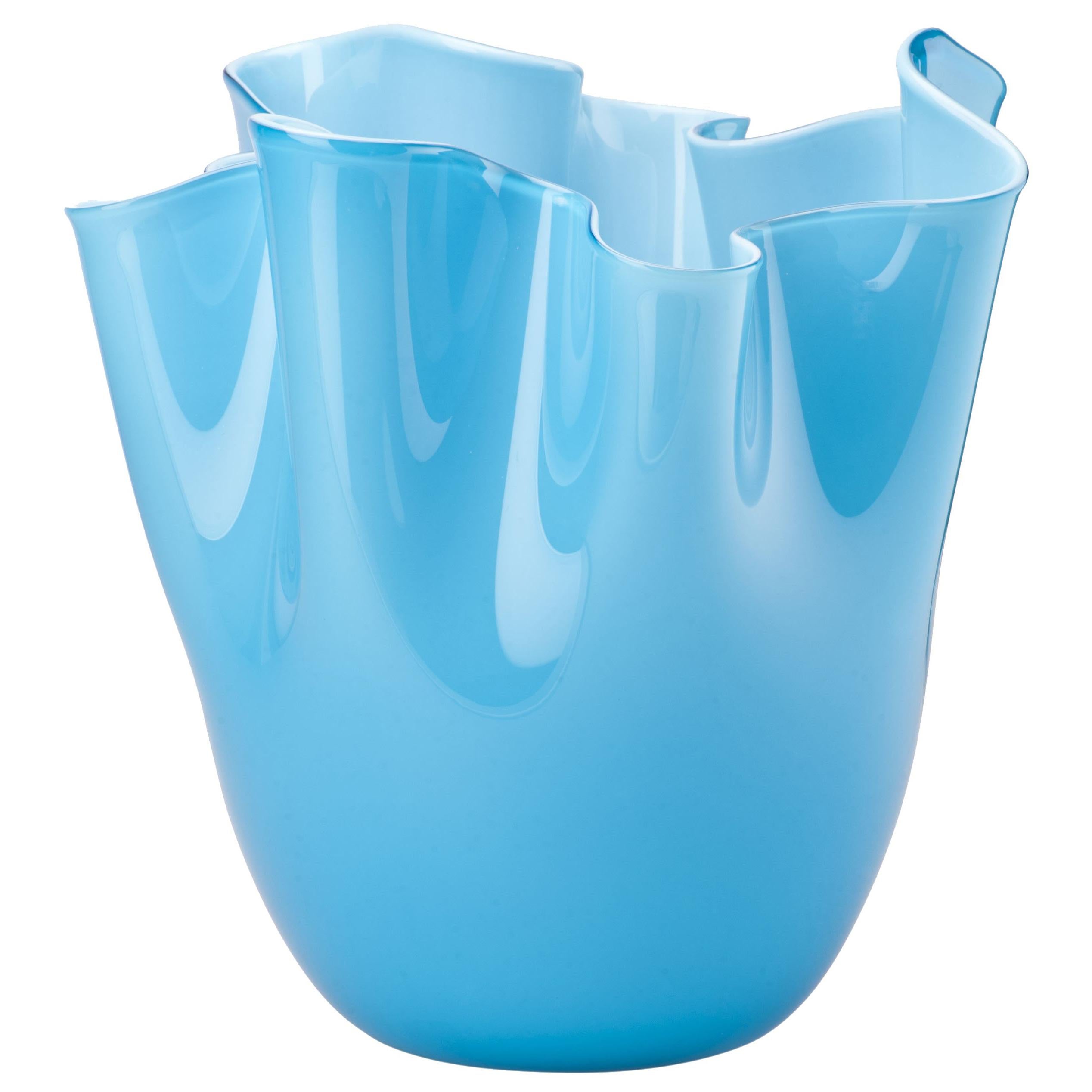 Fazzoletto Glass Vase in Aquamarine by Fulvio Bianconi and Paolo Venini