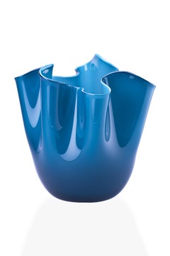 Vase Fazzoletto en verre Horizon et aigue-marine de Fulvio Bianconi & Paolo Venini
