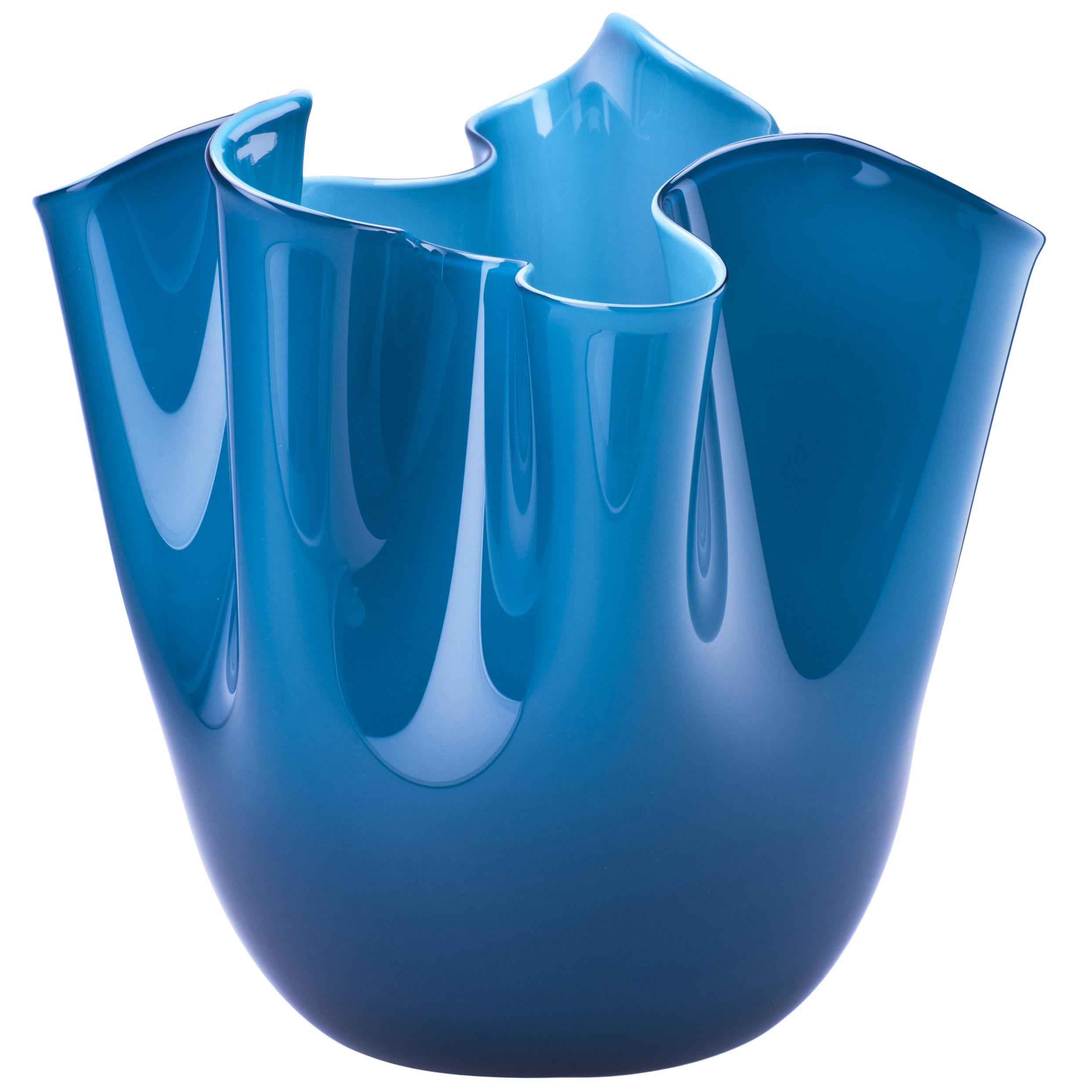 Fazzoletto Glass Vase in Horizon & Aquamarine by Fulvio Bianconi & Paolo Venini For Sale