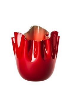 Fazzoletto Glass Vase in Red and Orange by Fulvio Bianconi & Paolo Venini