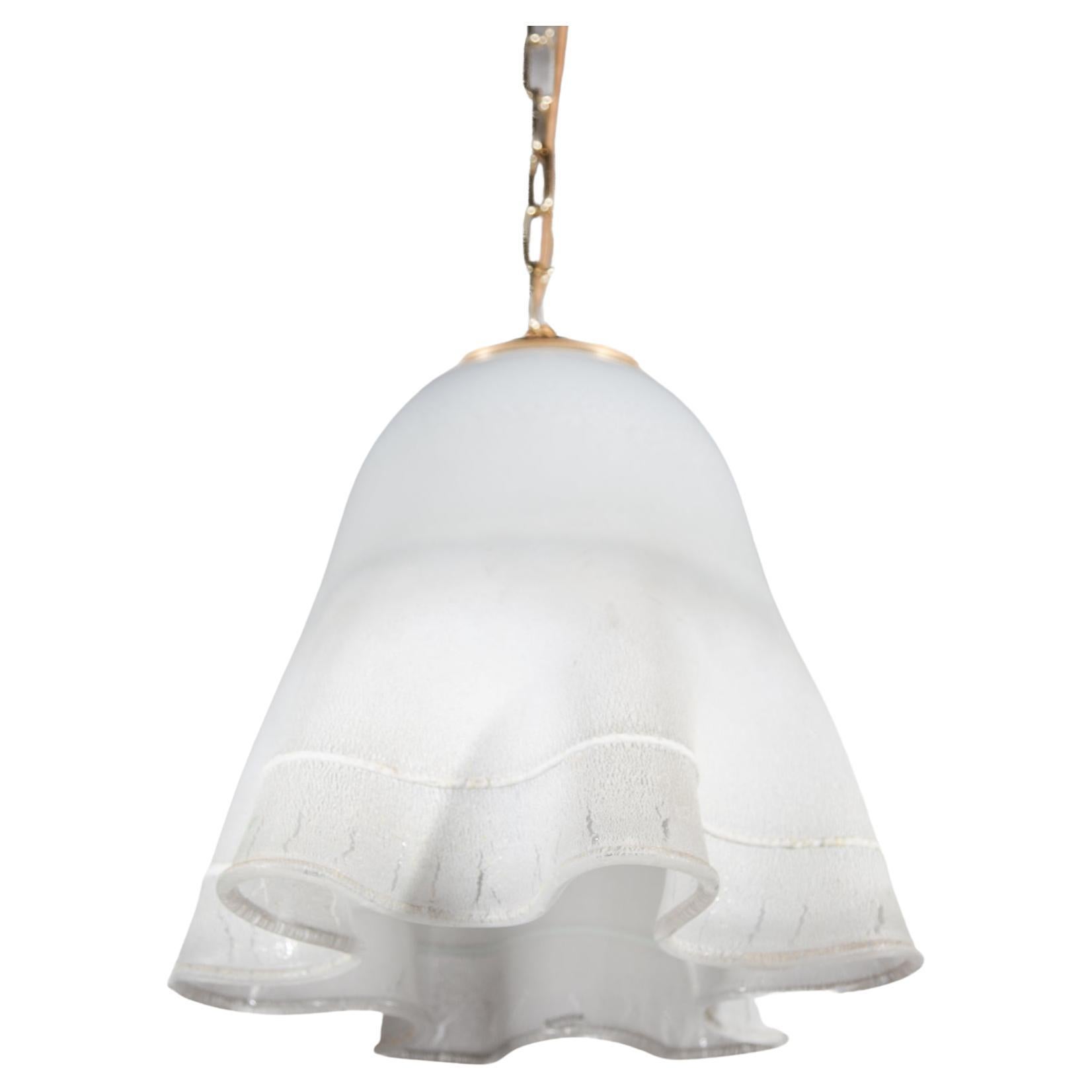 Fazzoletto Opal Glass Chandelier designed by Barbini, Murano, 1970s