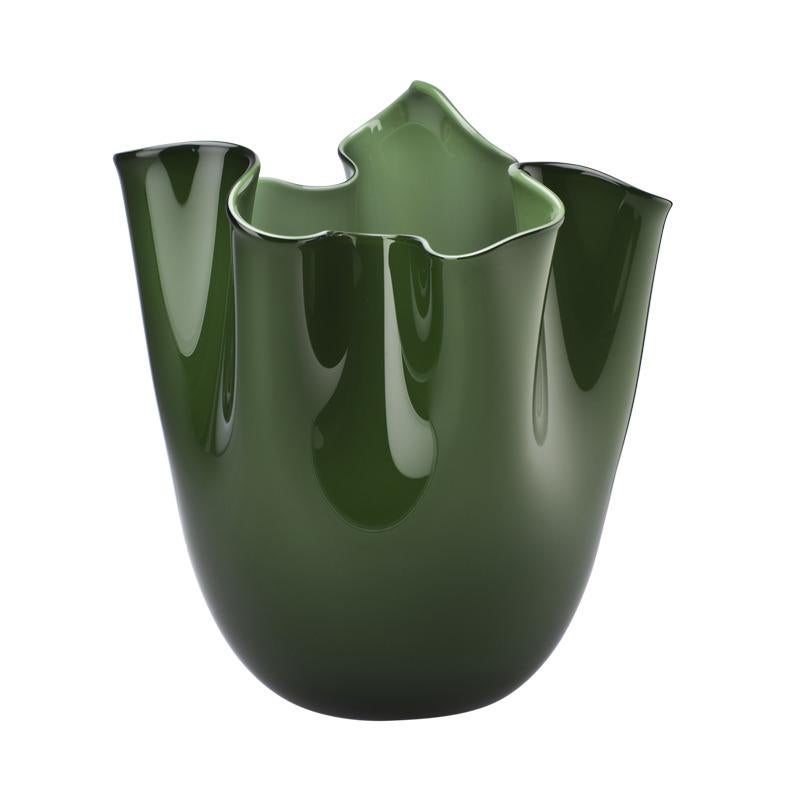 Grand vase Opalino Fazzoletto vert pomme de Fulvio Bianconi et Venini en vente