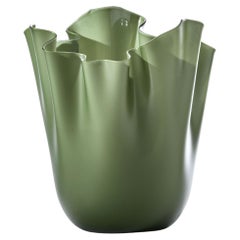 Fazzoletto Sabbiato Large Vase in Apple Green by Fulvio Bianconi and Venini