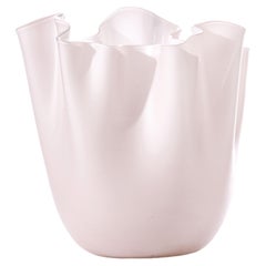 Grand vase Fazzoletto Sabbiato en verre rose cipria