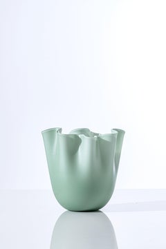 Fazzoletto Sabbiato Große Vase in Rio Grün, Fulvio Bianconi und Paolo Venini
