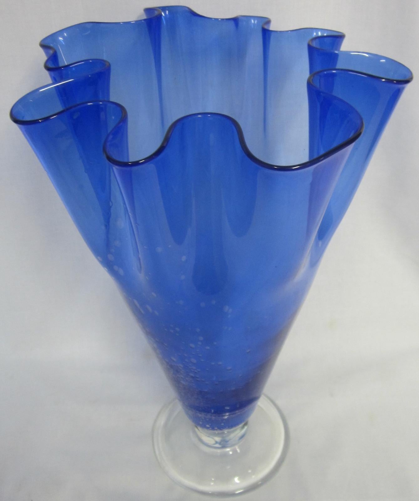 Italian Fazzoletto / Venini Style Handkerchief Vase For Sale