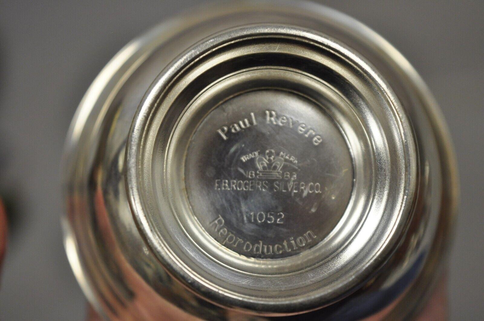 20th Century F.B Rogers Paul Revere Silver Serving Set, Sugar Bowl Creamer Tray, 3 Piece Set
