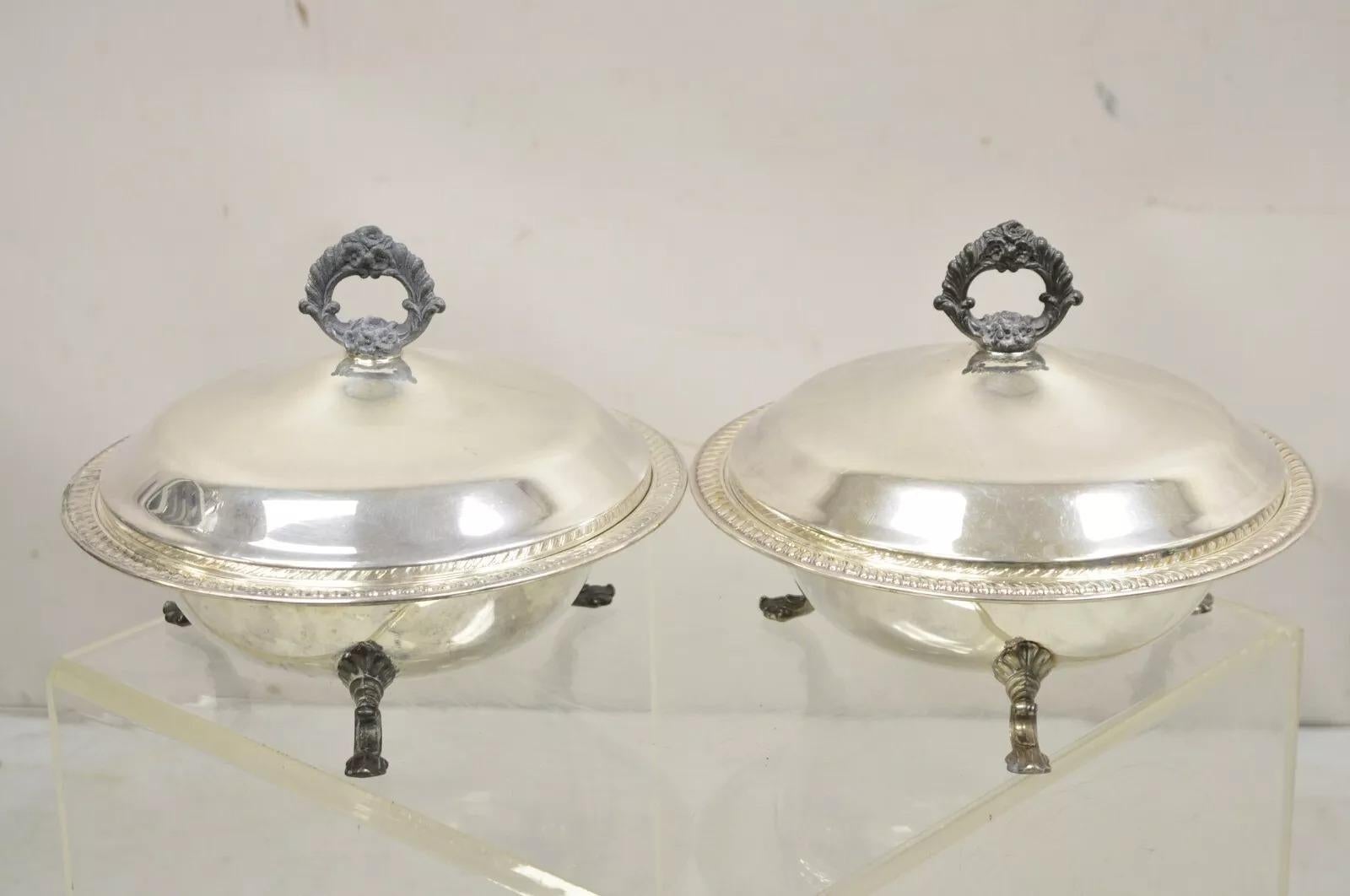 FB Rogers Silver Co 1158 Ciotola con piatto coperto placcata in argento - una coppia in vendita 3