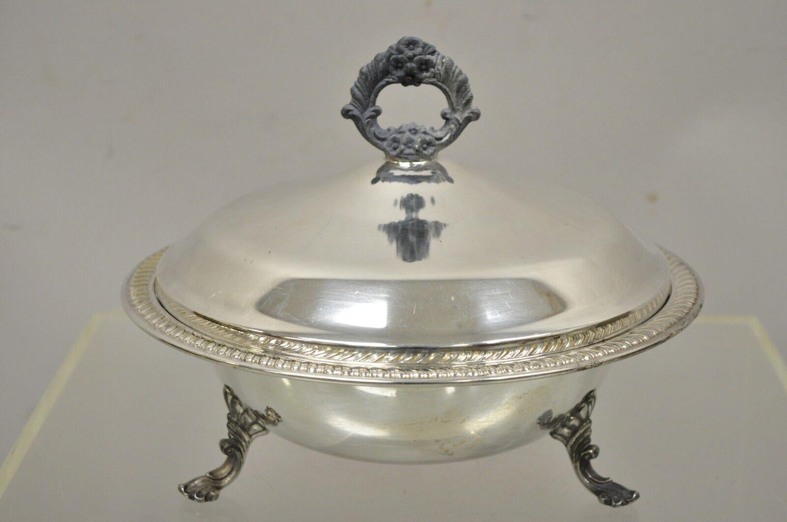 FB Rogers Silver Co 1158 Silver Plated Footed Covered Dish Serving Bowl In Good Condition For Sale In Philadelphia, PA