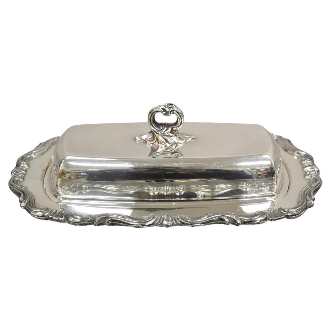 FB Rogers Silver Co. 1959X Plato para Mantequilla con Cubierta Plateada y Forro de Cristal en venta