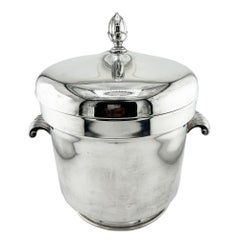 F.B. Rogers Silver Co. Lidded Silverplate Ice Bucket with Milk Glass Liner