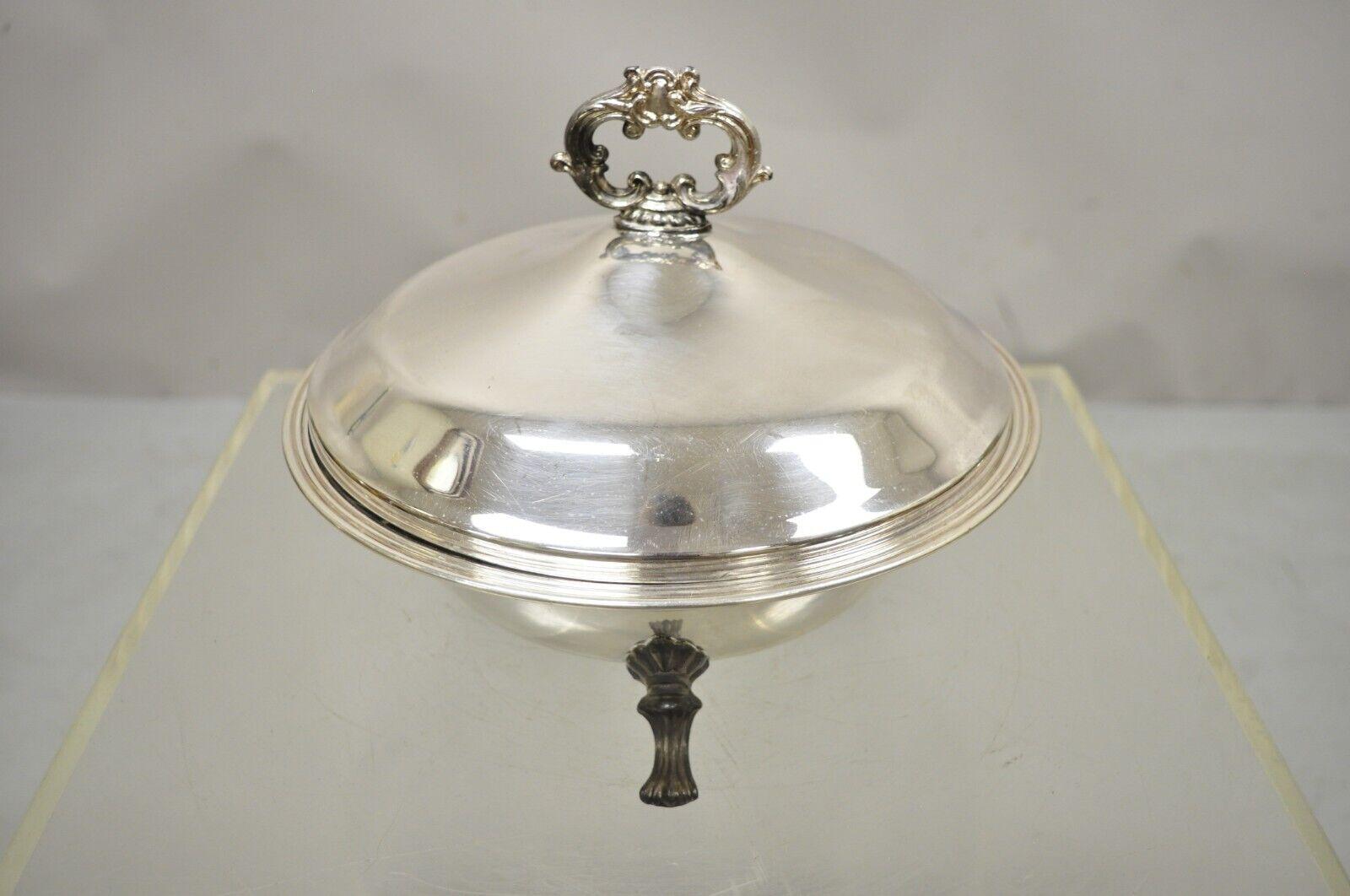 FB Rogers Silver Plate 1158 Covered Serving Dish Bowl Platter Pyrex Liner In Good Condition For Sale In Philadelphia, PA