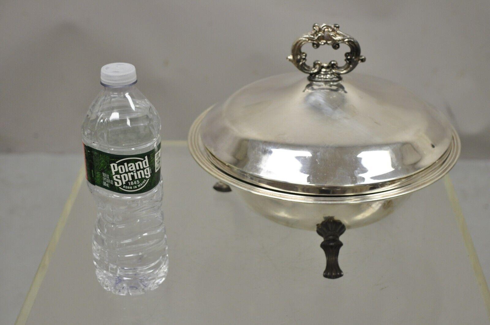 20th Century FB Rogers Silver Plate 1158 Covered Serving Dish Bowl Platter Pyrex Liner For Sale