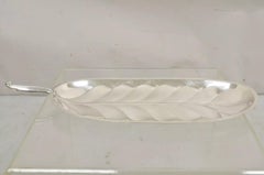 F.B. Rogers Silver Plate Oval Banana Leaf Form Serving Tray Platter w/ Handle B