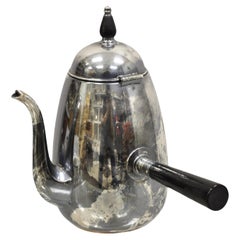 FB Rogers Silver Plated Art Deco Coffee Tea Pot with Hinged Lid and Wooden Handle (théière à café avec couvercle à charnière et poignée en bois)
