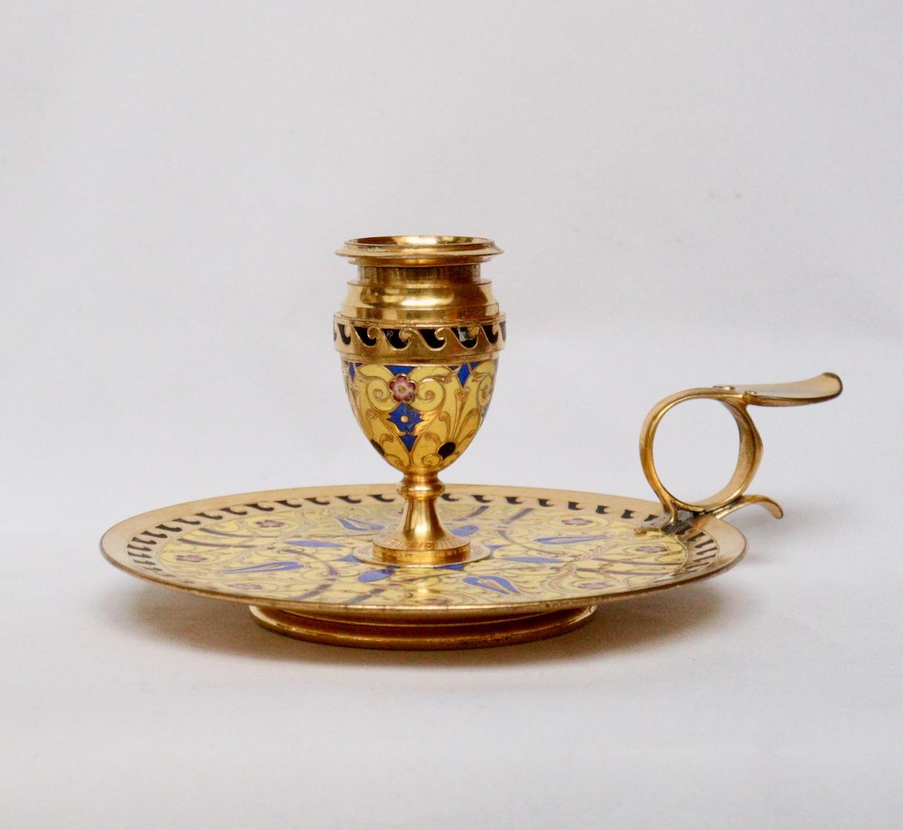 Napoleon III F.Barbedienne a Gilt Bronze and Cloisonné Enamel Candlestick