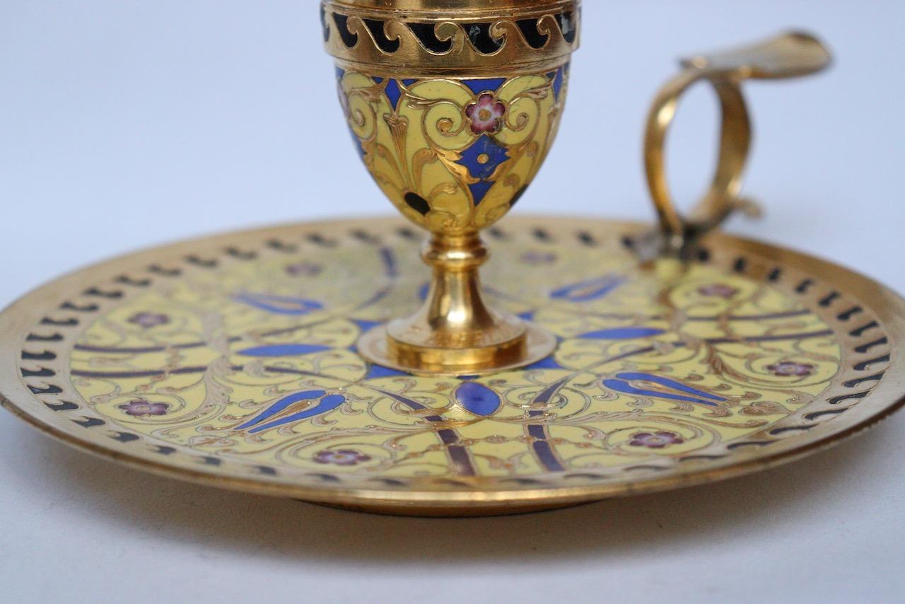 F.Barbedienne a Gilt Bronze and Cloisonné Enamel Candlestick 2