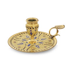 F.Barbedienne a Gilt Bronze and Cloisonné Enamel Candlestick