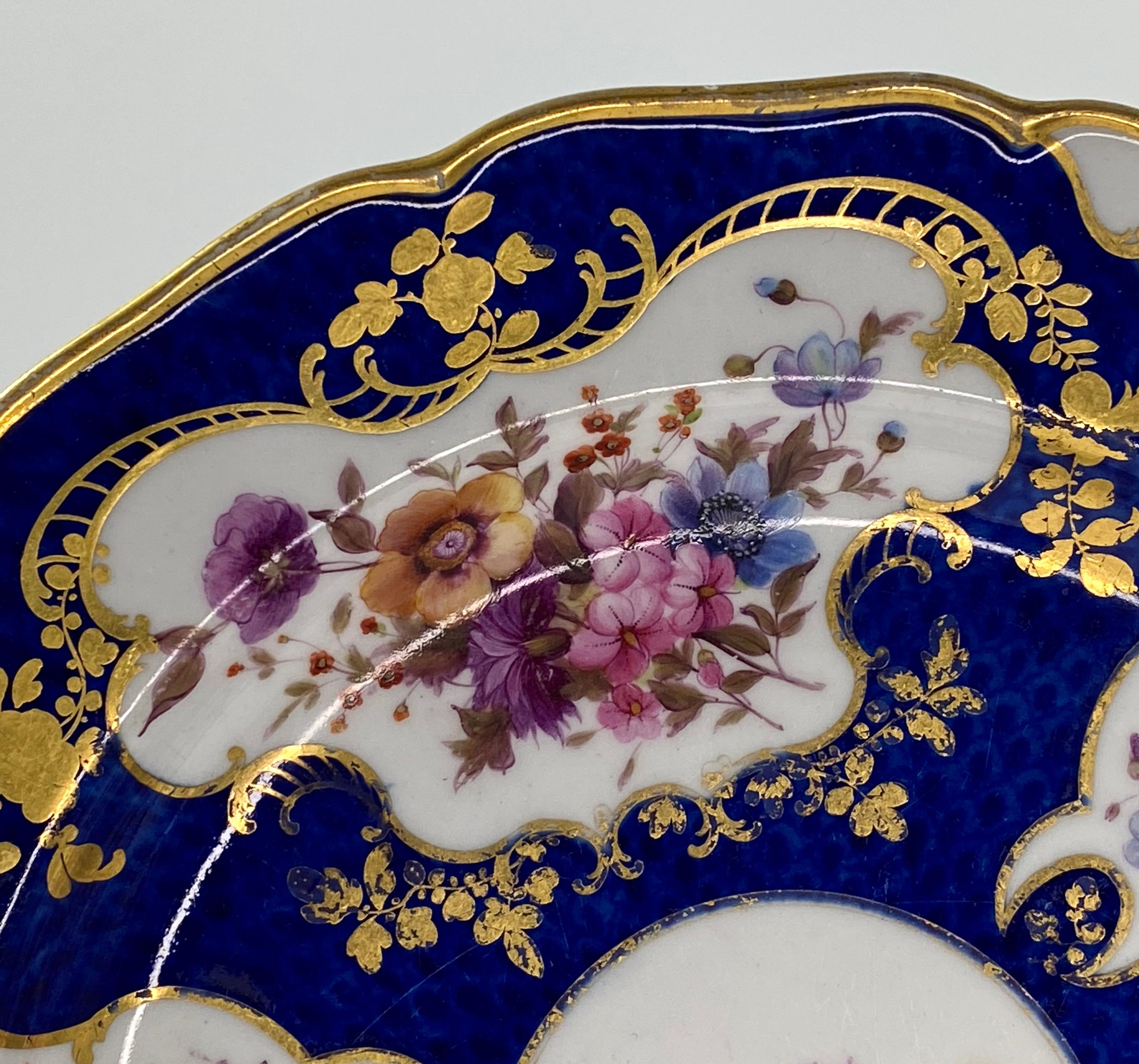 Regency FBB Worcester Porcelain Dish, Blue Scale Decoration, C. 1815