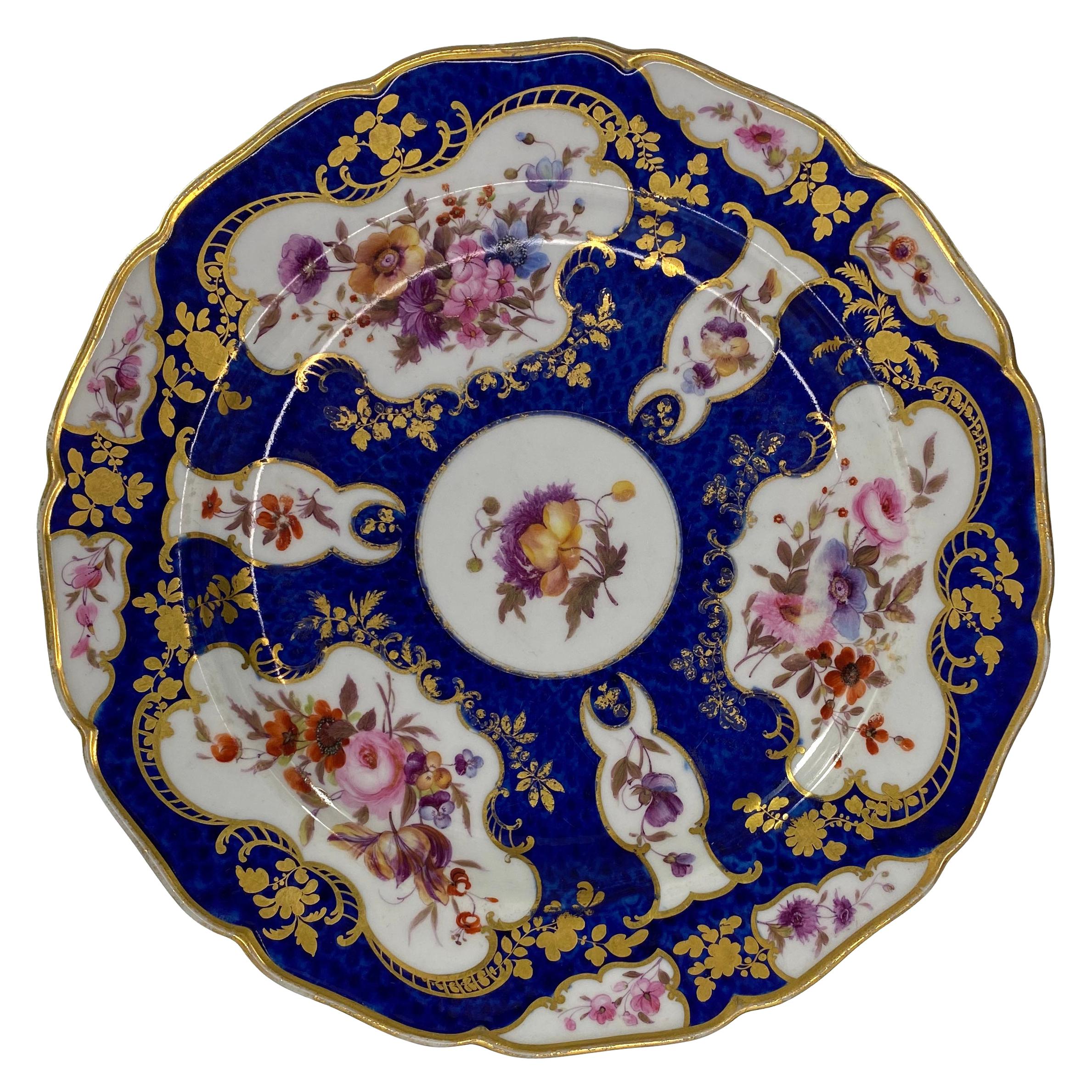FBB Worcester Porcelain Dish, Blue Scale Decoration, C. 1815