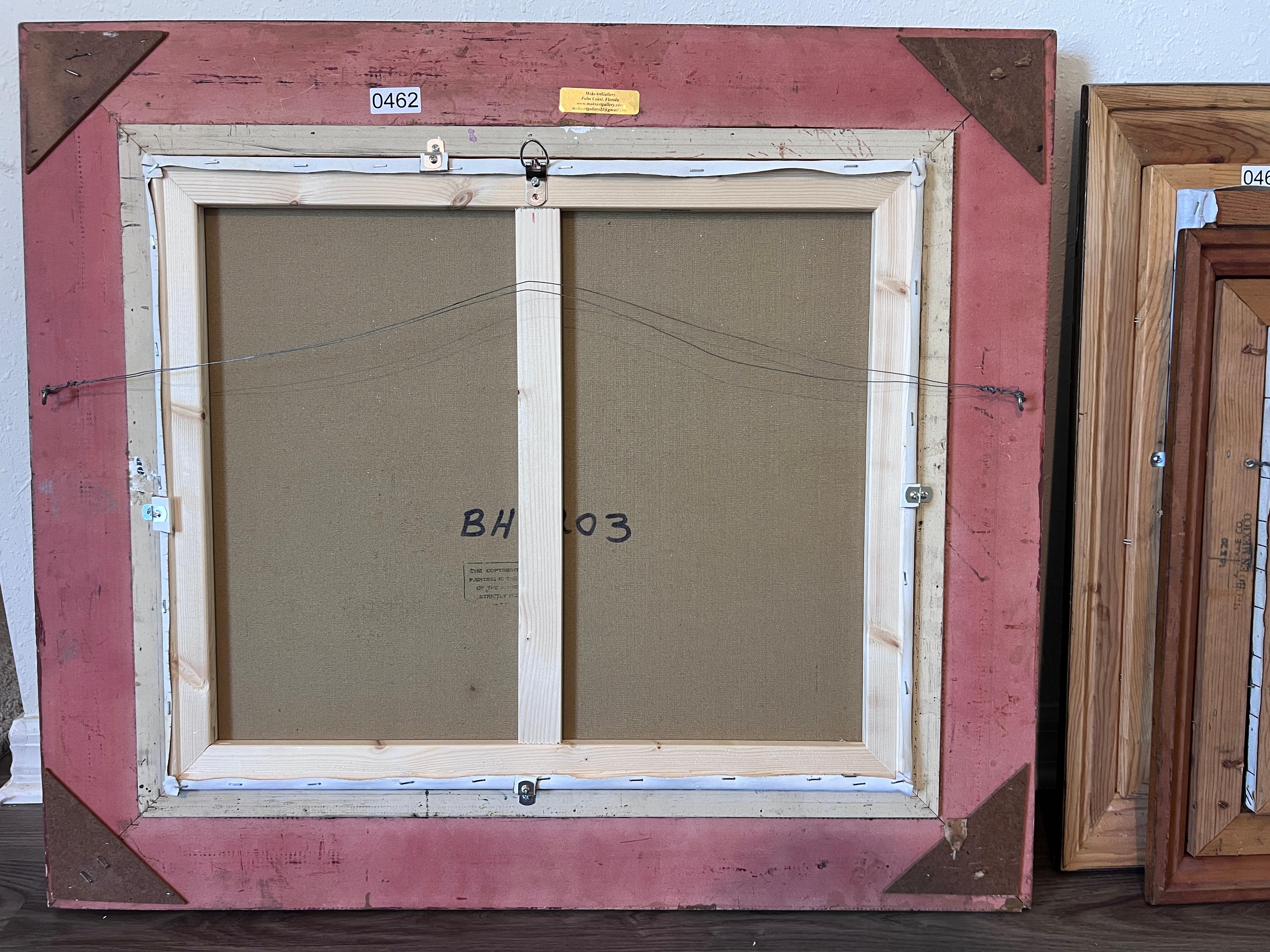 F. Berthy Vintage Landschaft Ölgemälde Frühling Landhaus Szene gerahmt Kunst im Angebot 7