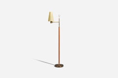FBL, Floor Lamp, Brass, Wood, String, Sweden, 1950s