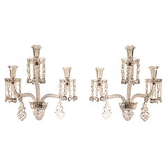 Antique F&C Osler, a Pair of Lead Crystal Wall Sconces