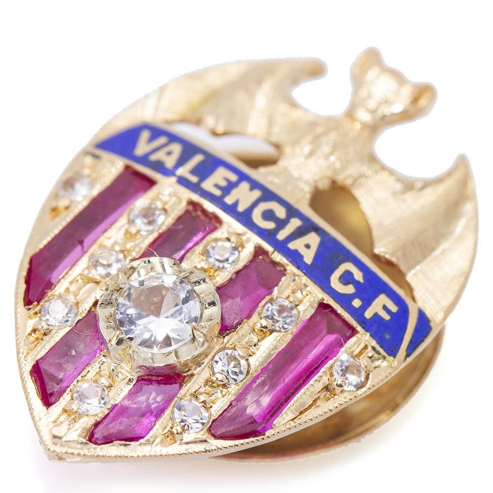 Women's or Men's FC Valencia Shield in Gold and Diamonds For Sale