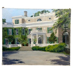 FDR Hyde Park New York Mansion Painting by Alice Judson (1876-1948)