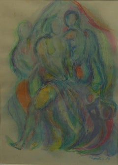 Abstract Female Figures Three Graces in Blue