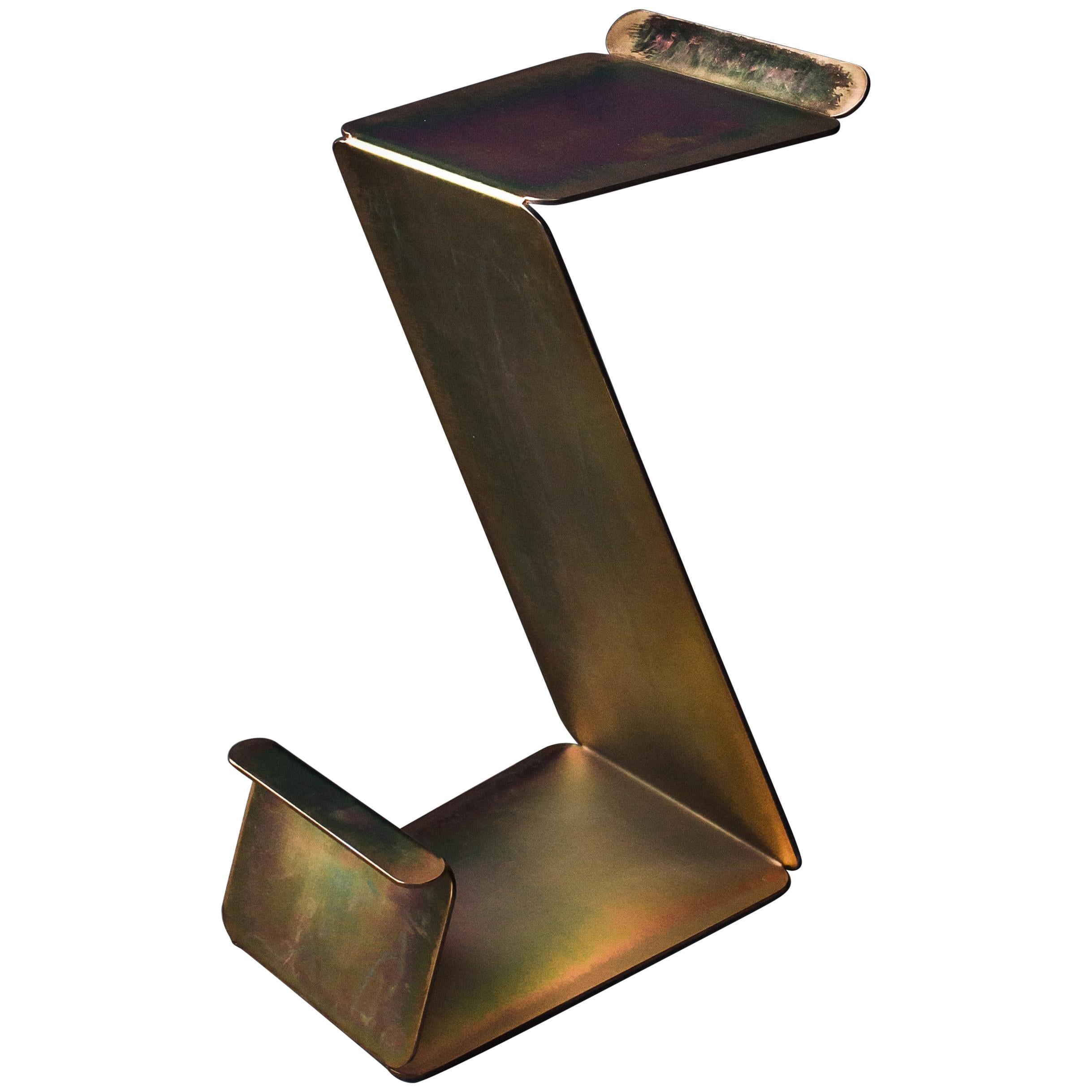 Fe Bar Height Zig Zag Stool in Zinc-Plated Steel by Mtharu For Sale