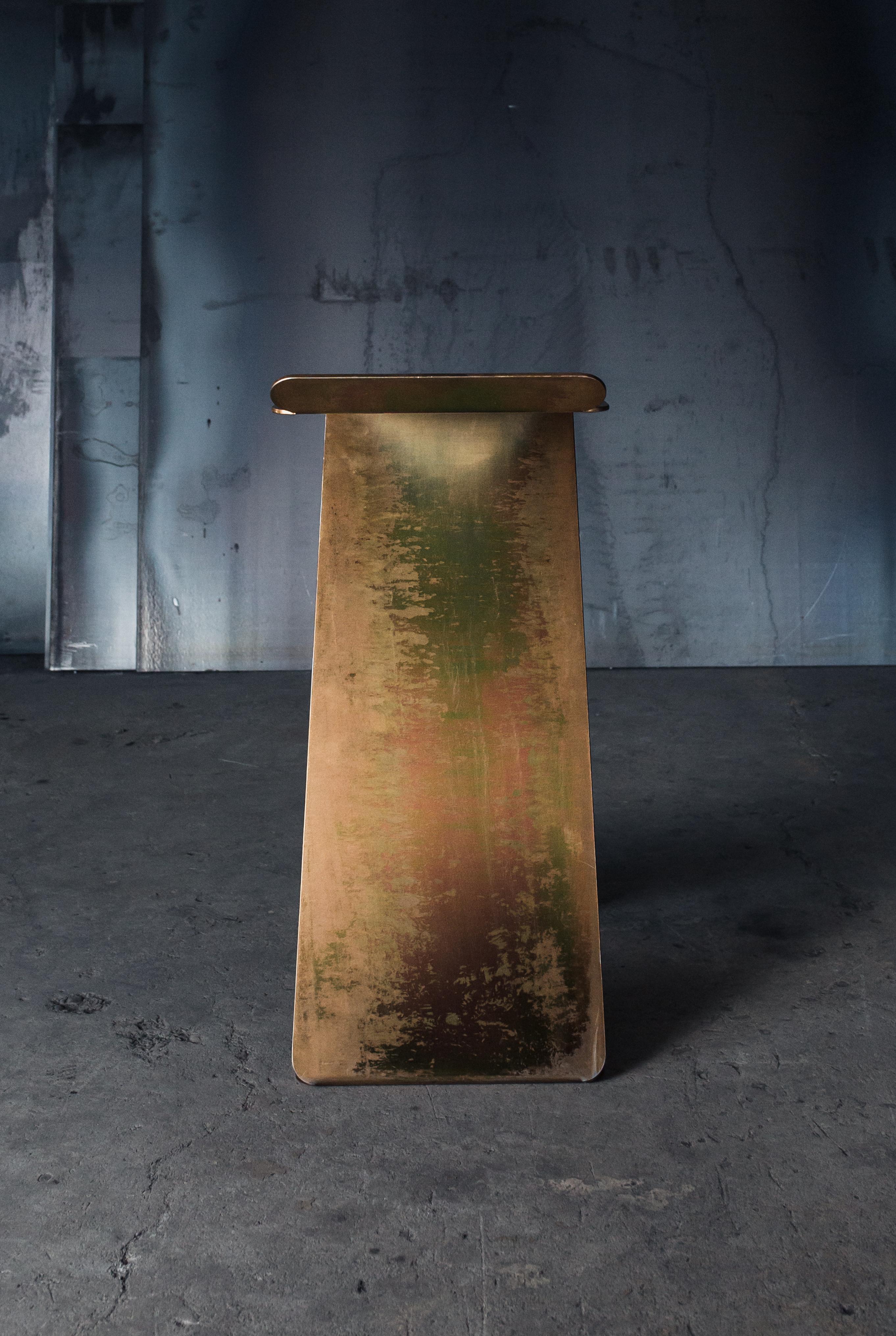 Fe Counter Height Zig-Zag Stool in Brass by Mtharu For Sale 4