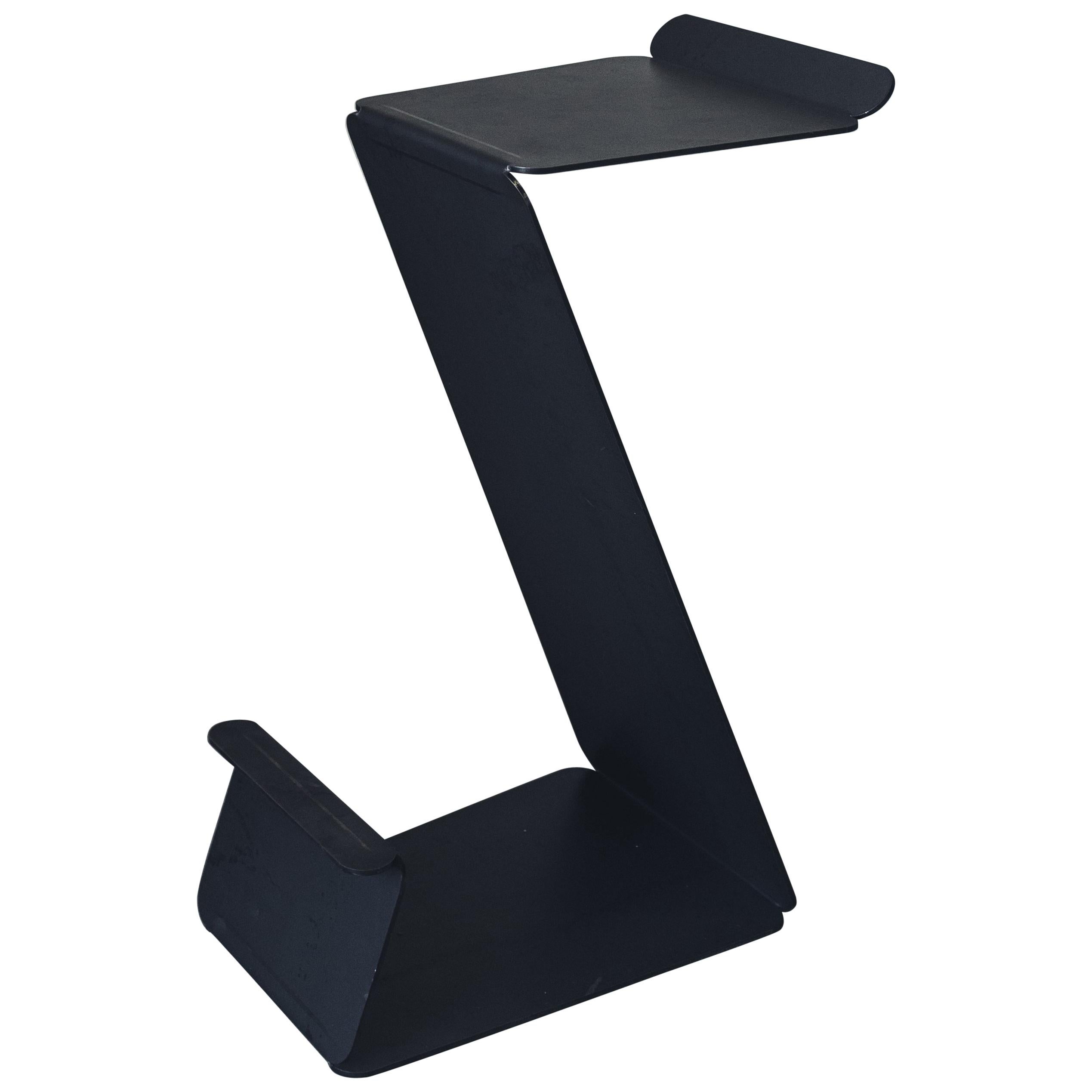 Fe Counter Height Zig Zag Stool in Raw Black Steel by Mtharu For Sale