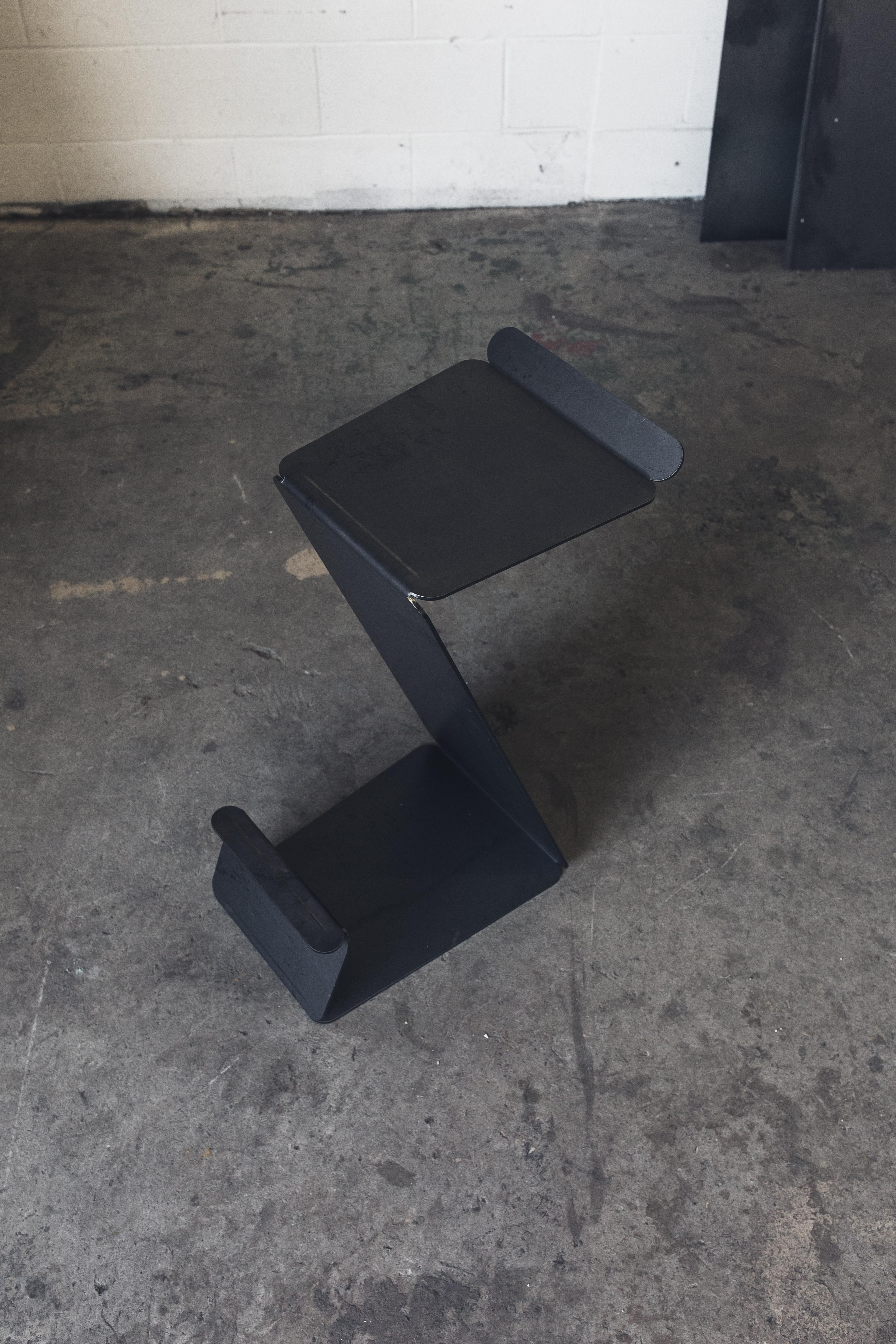 Fe Counter Height Zig-Zag Stool in Zinc Plated Steel by Mtharu In New Condition For Sale In Calgary, Alberta