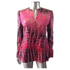 Fe Zandi Beverly Hills Custom Made Silk Print Jacket Size 10