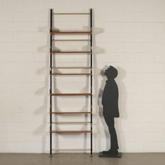 FEAL Bookcase Mahogany Veneered Aluminum 1960sm Brass, Italy