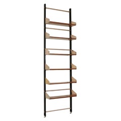 FEAL Bookcase Mahogany Veneered Aluminum 1960sm Brass, Italy