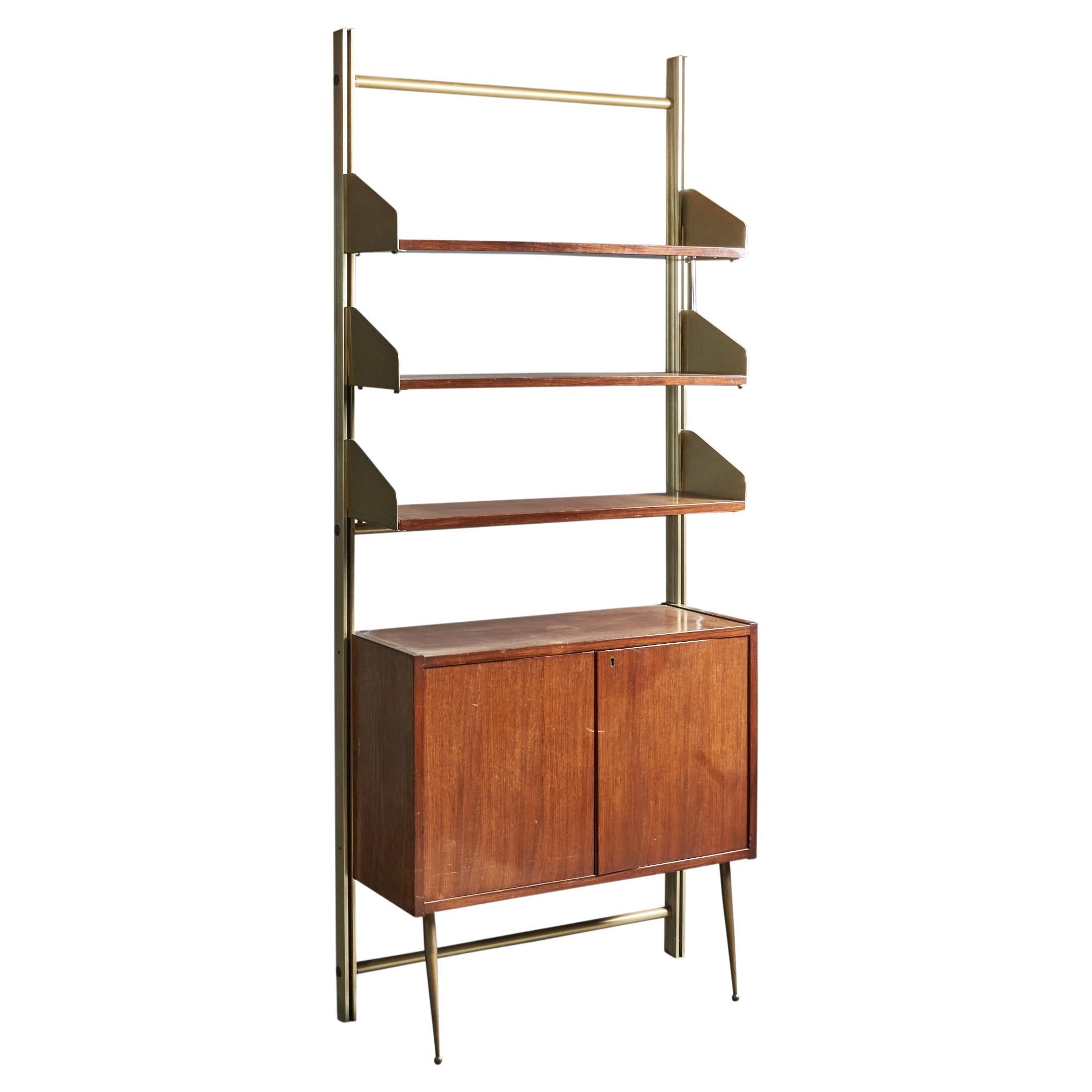 FEAL, Bookcase, Teak, Brass, Italy, 1950s For Sale