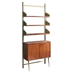 Used FEAL, Bookcase, Teak, Brass, Italy, 1950s