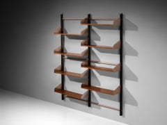 Feal Italian Wall Unit in Anodized Aluminum and Mahogany