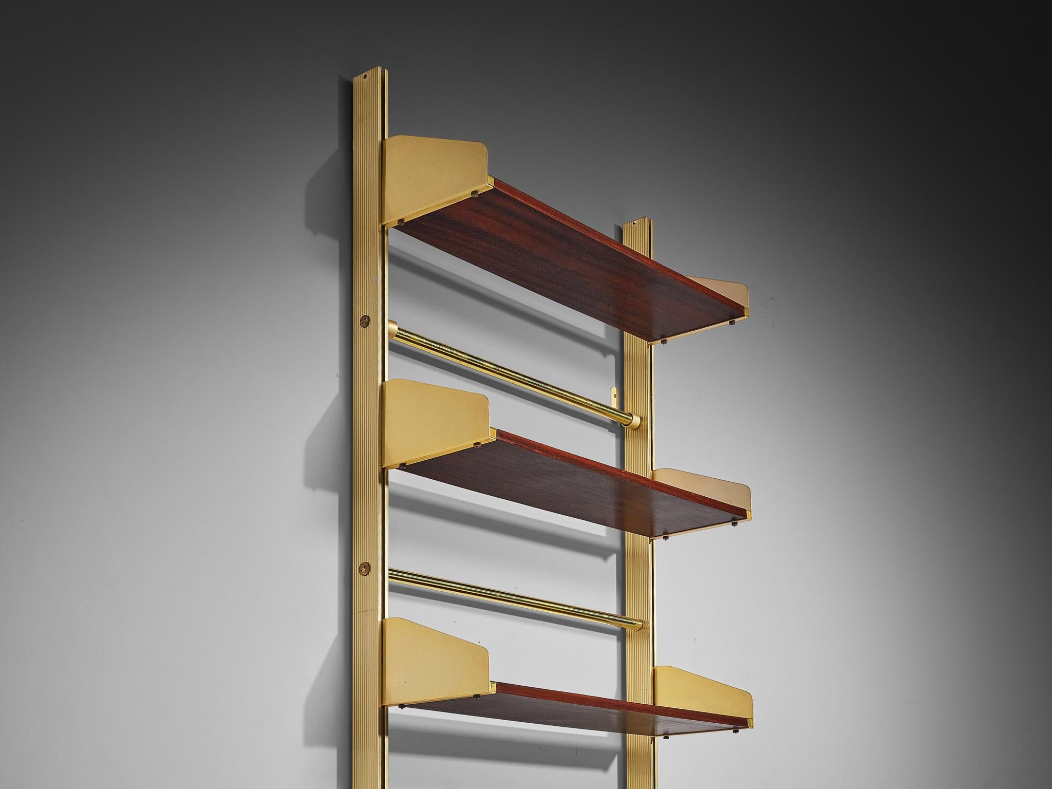 Feal, italienischer Wandschrank aus eloxiertem Aluminium und Mahagoni (Italienisch) im Angebot