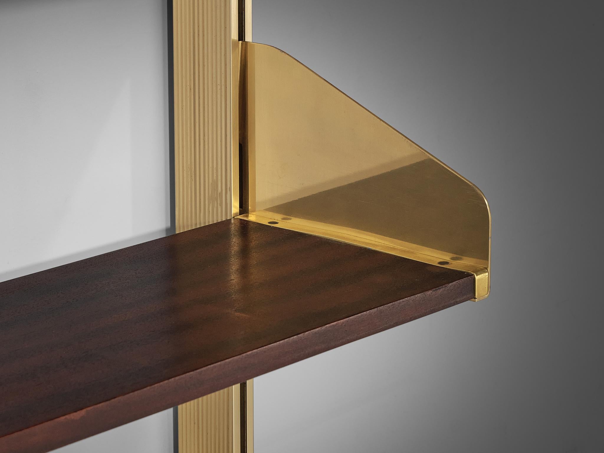 Feal, italienischer Wandschrank aus eloxiertem Aluminium und Mahagoni (Mitte des 20. Jahrhunderts) im Angebot