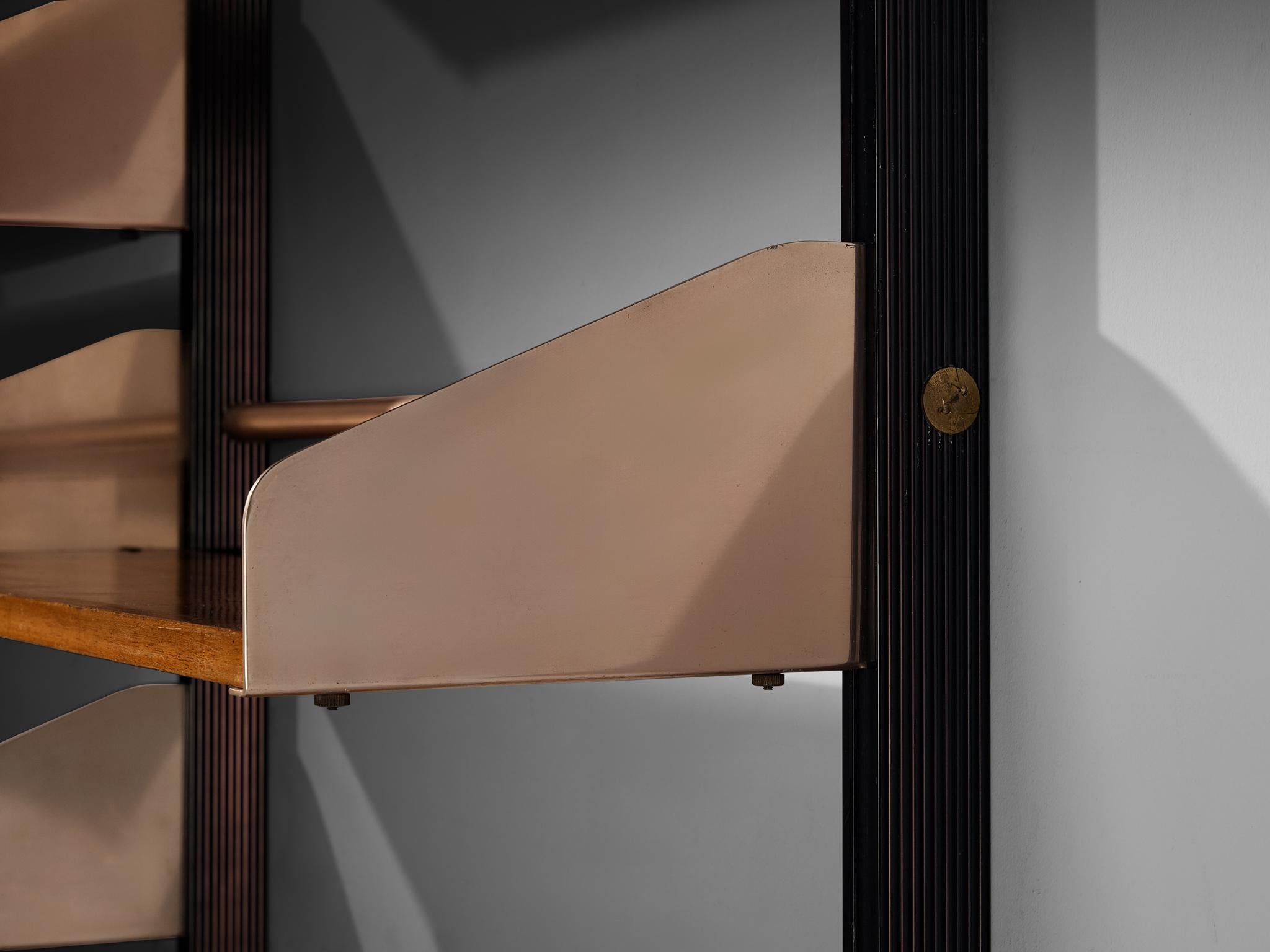 Aluminium Unité murale italienne Feal en aluminium anodisé et acajou en vente