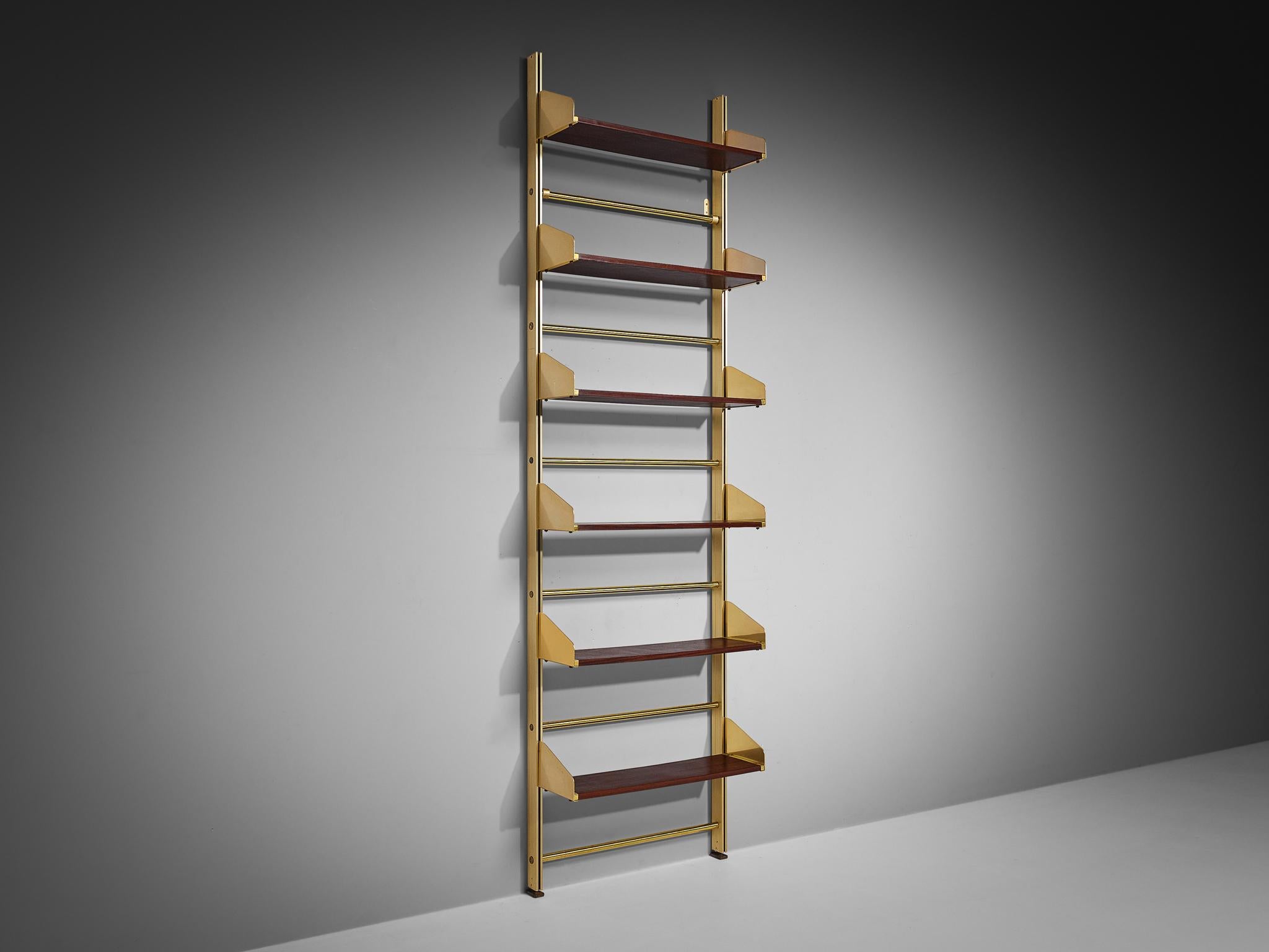 Feal, italienischer Wandschrank aus eloxiertem Aluminium und Mahagoni im Angebot 2