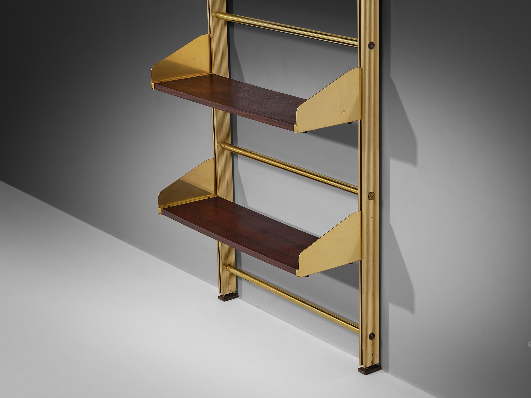 Feal, italienischer Wandschrank aus eloxiertem Aluminium und Mahagoni im Angebot 3