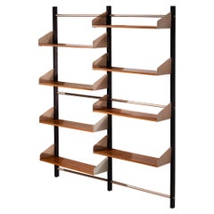 Feal Italian Wall Unit in Anodized Aluminum and Mahogany